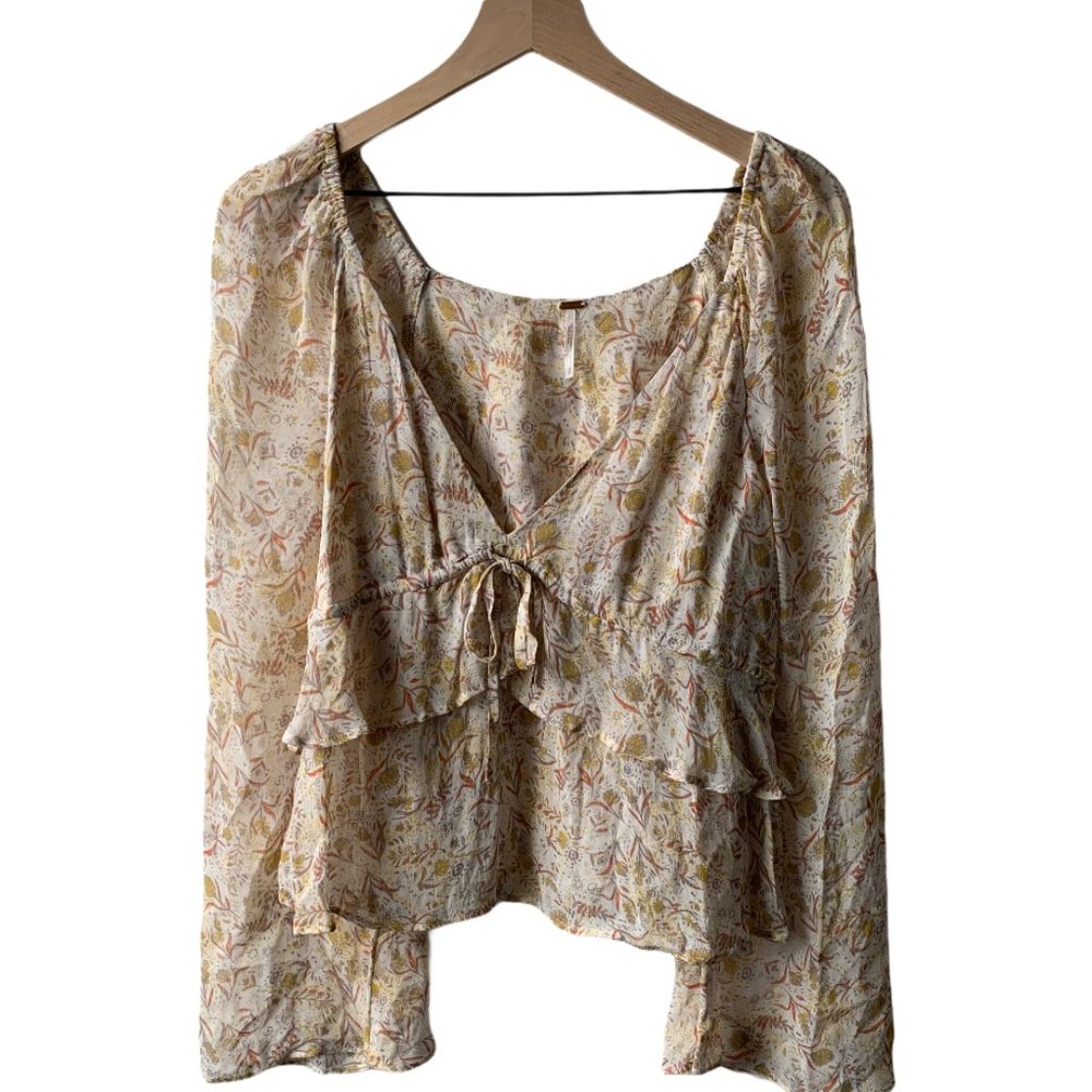 Free People cream crop top with ruffles